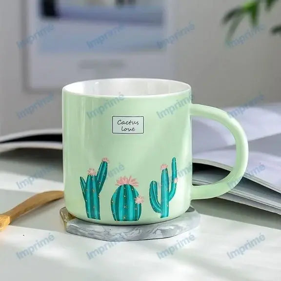400ml Creative Cactus Bronzing Ceramic Mug