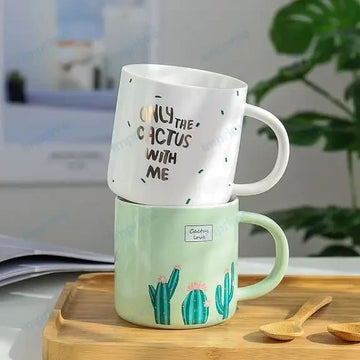 400ml Creative Cactus Bronzing Ceramic Mug