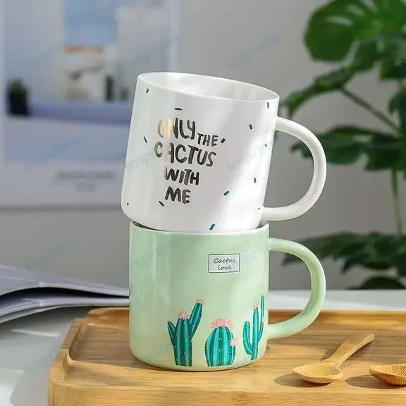 400ml Creative Cactus Bronzing Ceramic Mug