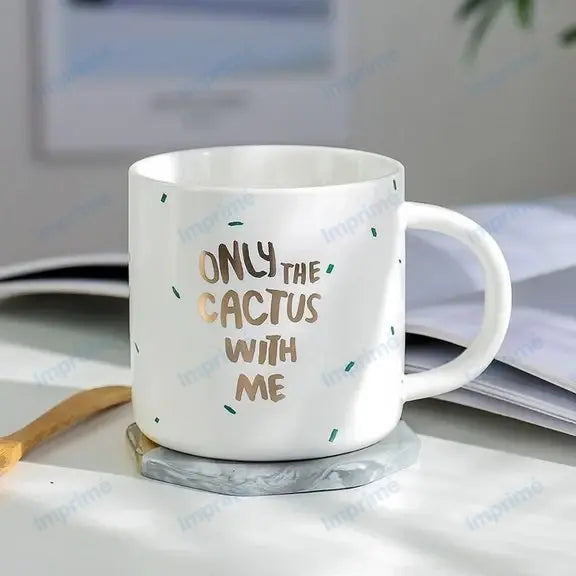 400ml Creative Cactus Bronzing Ceramic Mug