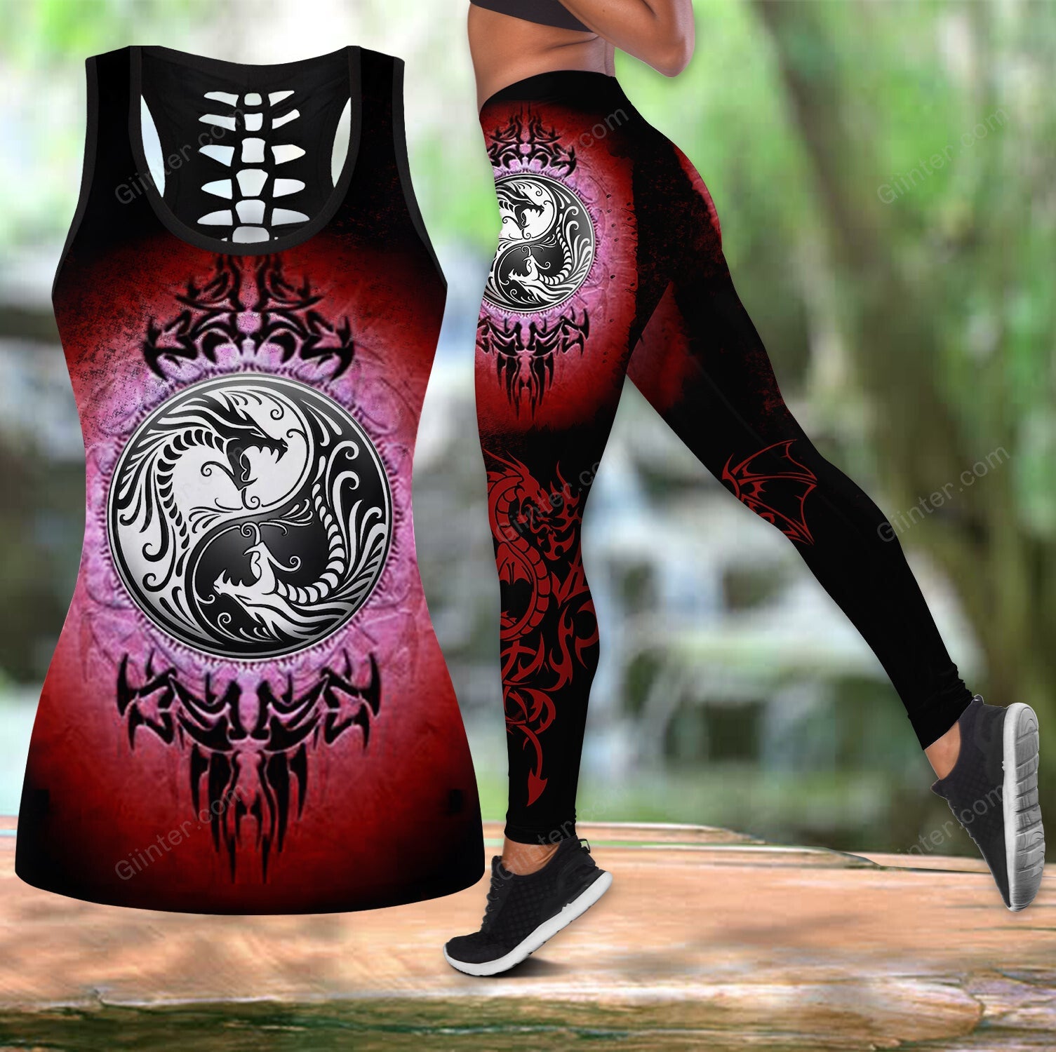 Yin & Yang Dragon Women Tank Top & Leggings 02