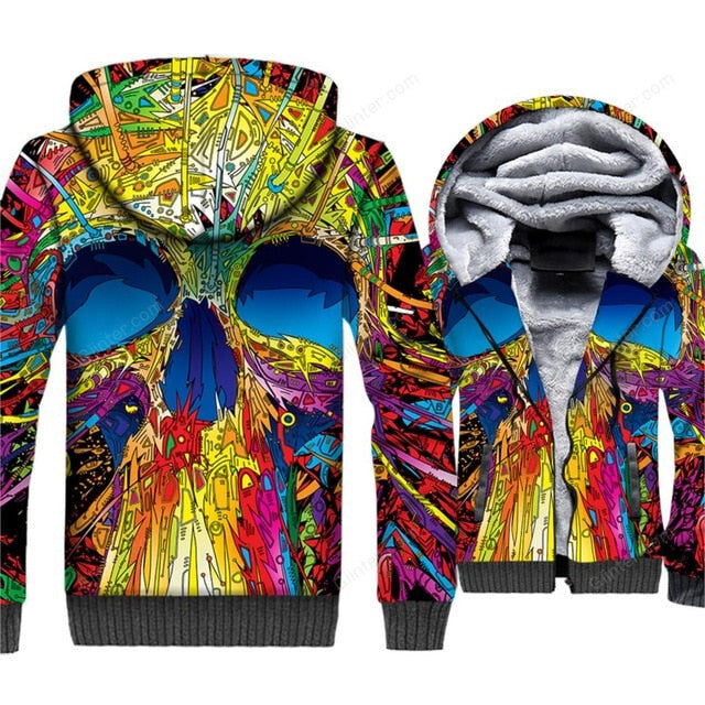 2018 New Fashion Streetwear Hip Hop Jackets Men SKULL 3D Printed