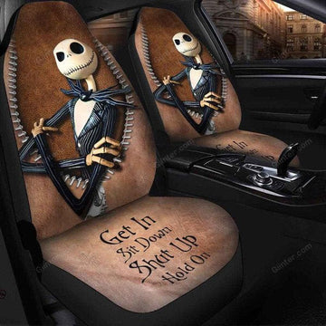 2PCS Get In Sit Down Car Jack Skellington Car Seat Cover GINNBC104097