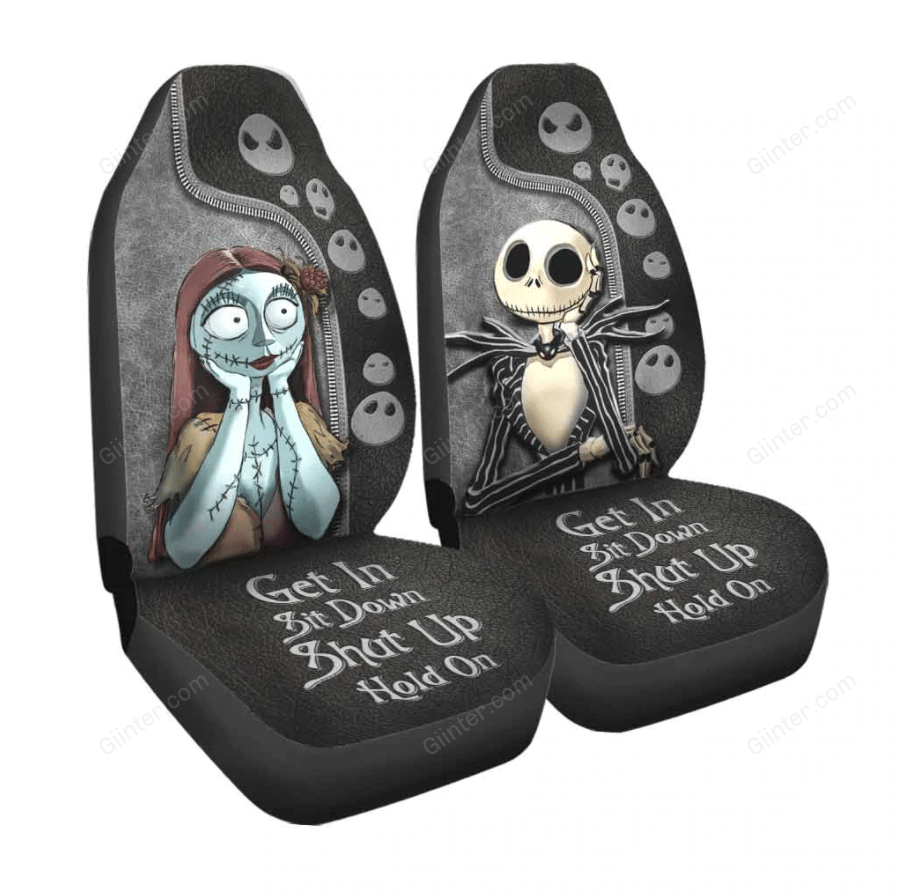 2PCS Jack & Sally Get In Sit Down Car Seat Cover GINNBC90128