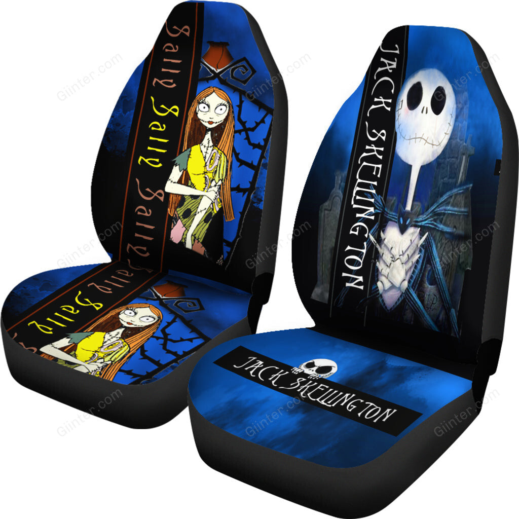 2pcs Jack Skellington & Sally Car Seat Cover