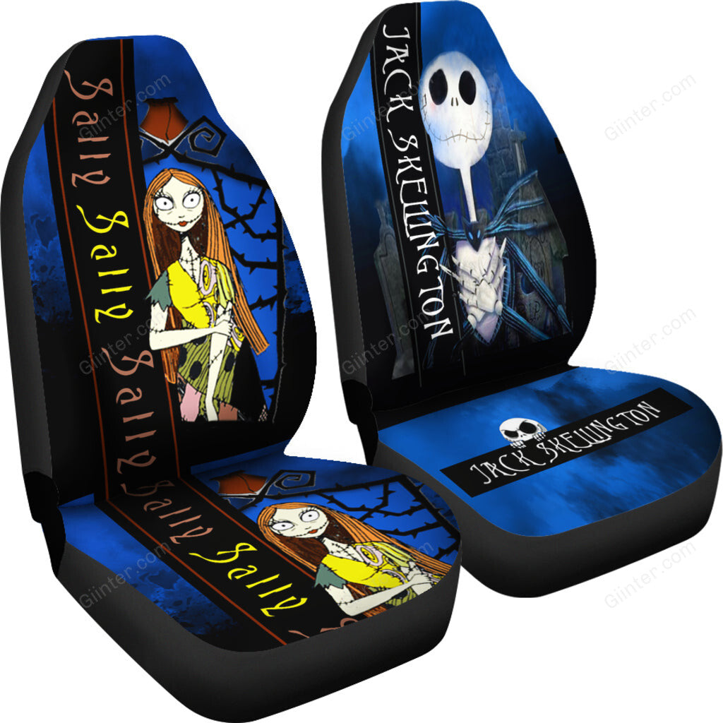 2pcs Jack Skellington & Sally Car Seat Cover