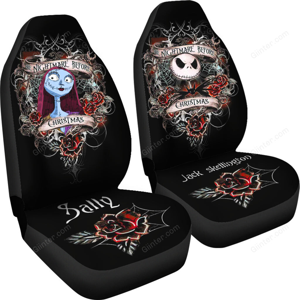 2pcs Jack Skellington & Sally Car Seat Cover 58