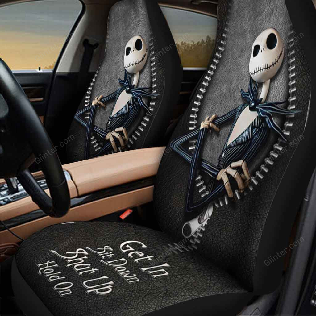 2pcs Jack Skellington Get In Sit Down Car Seat Cover GINNBC80236