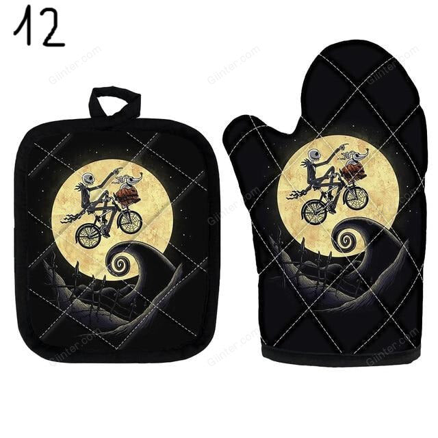 2PCS Nightmare Before Christmas Oven Glove Heat proof Mitten