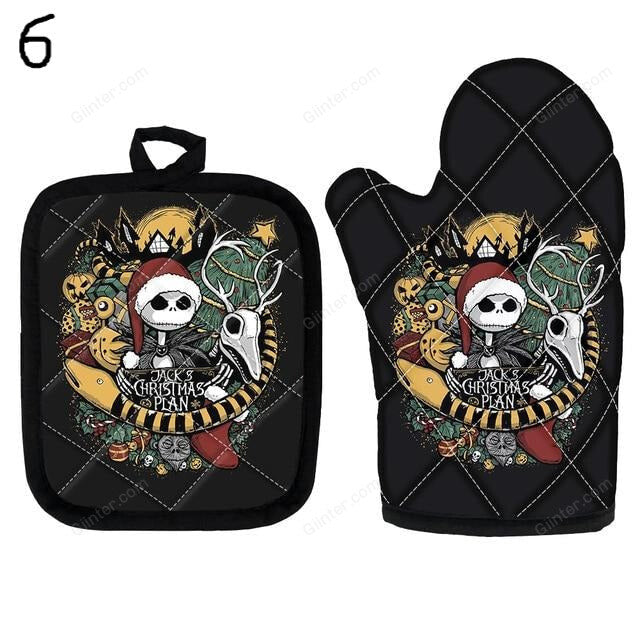2PCS Nightmare Before Christmas Oven Glove Heat proof Mitten