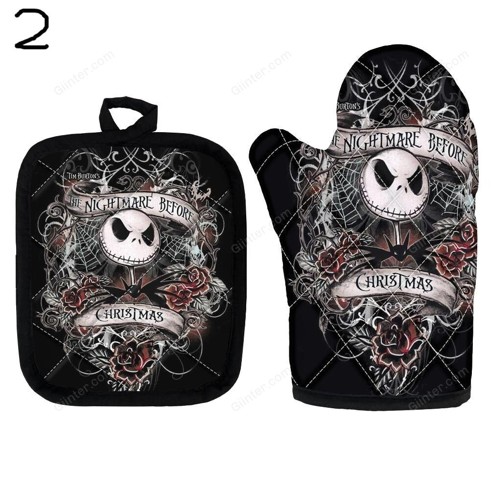 2PCS Nightmare Before Christmas Oven Glove Heat proof Mitten