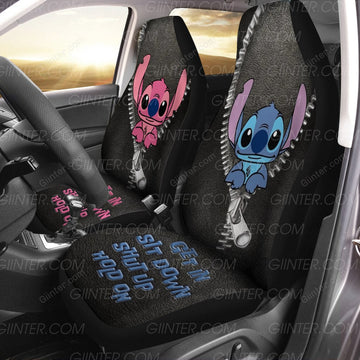 2pcs Stitch Couple Get In Sit Down Car Seat Cover GINLIST57264