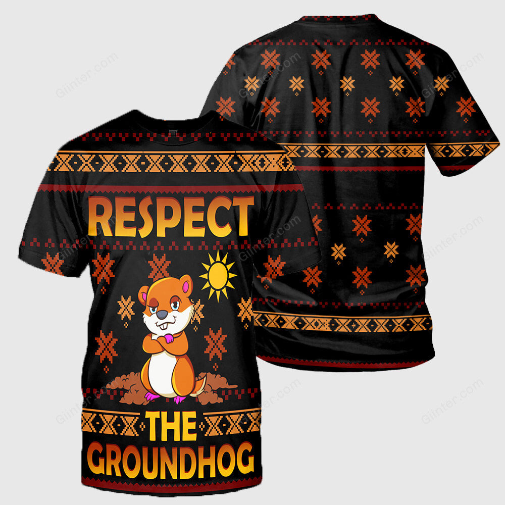 3D All Over Printed Clothes Happy Groundhog Day