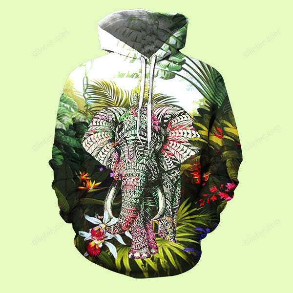 3D ALL OVER PRINTED ELEPHANT SWEATSHIRT - FEATURE ARTIST GIINTER