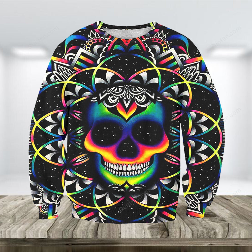 3D ALL OVER PRINTED GALAXY SKULLS SWEATSHIRT