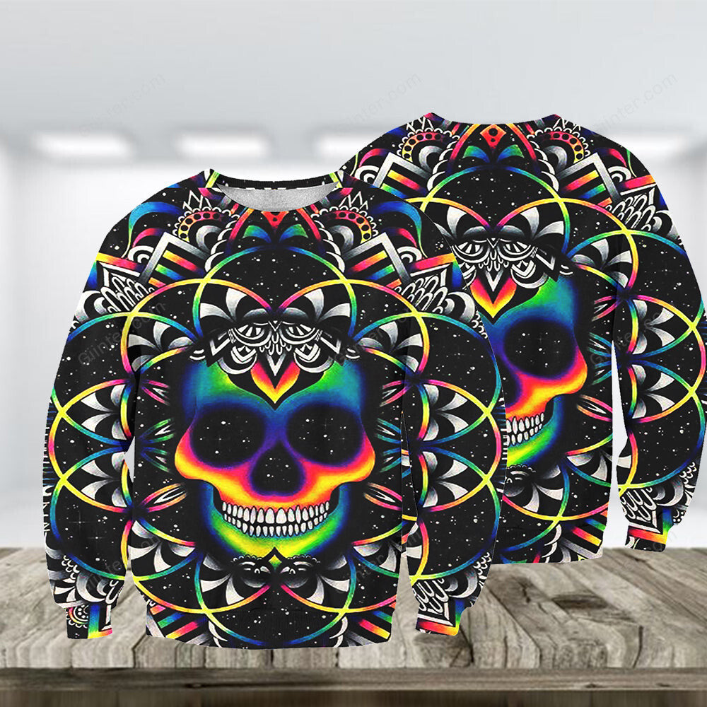 3D ALL OVER PRINTED GALAXY SKULLS SWEATSHIRT