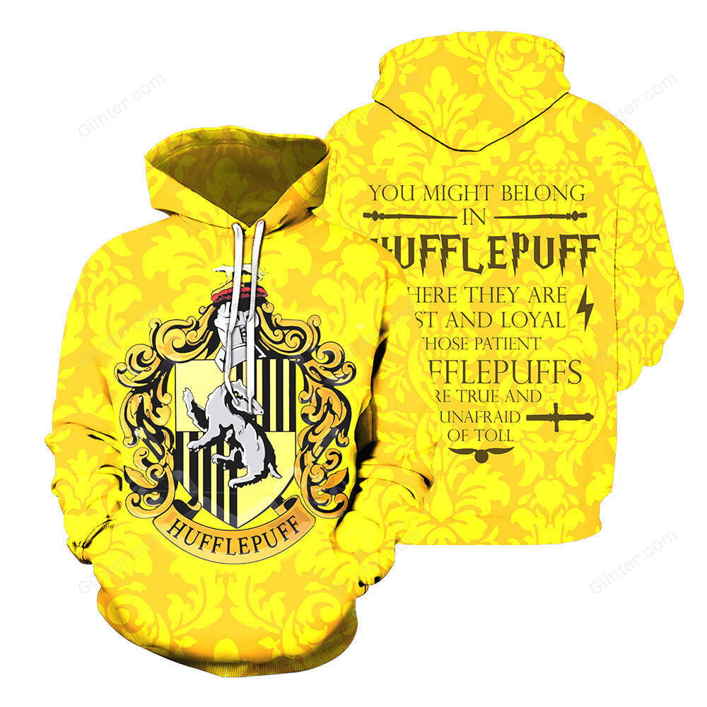 3D All Over Printed Hufflepuff Harry Potter Clothes