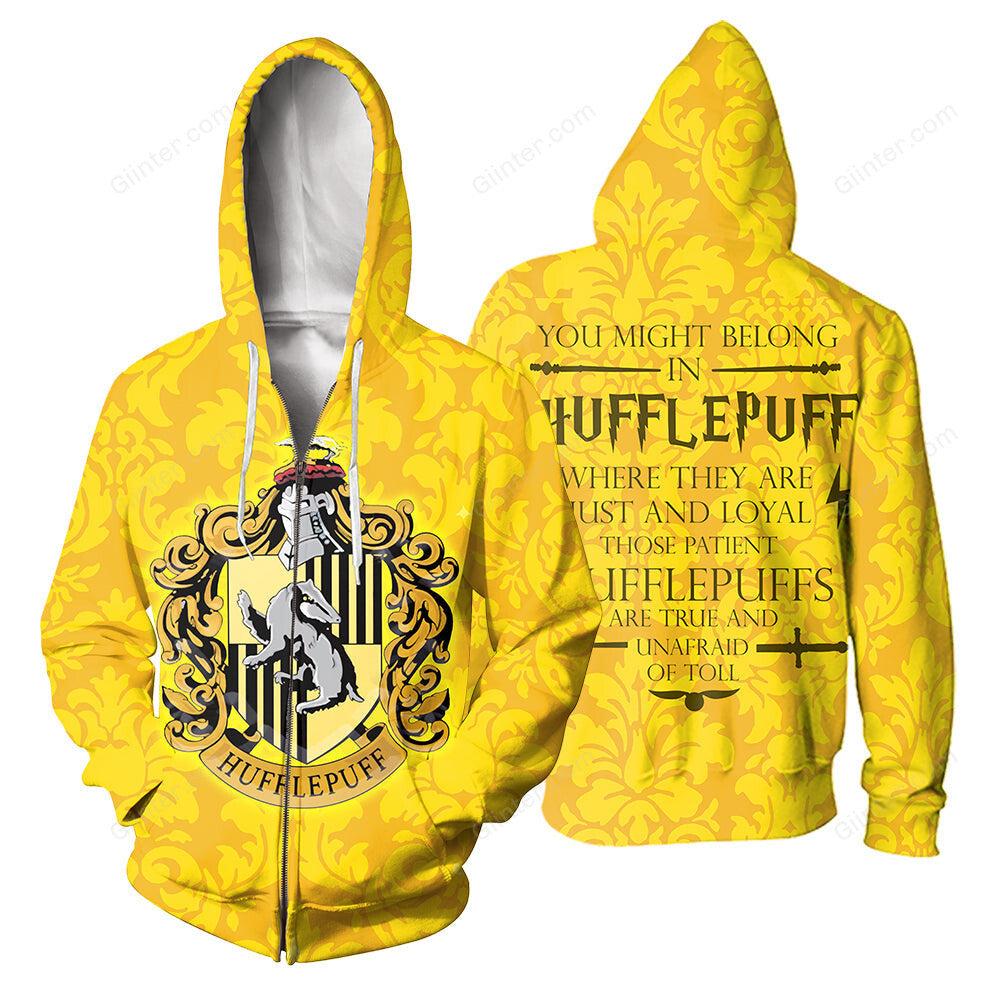 3D All Over Printed Hufflepuff Harry Potter Clothes
