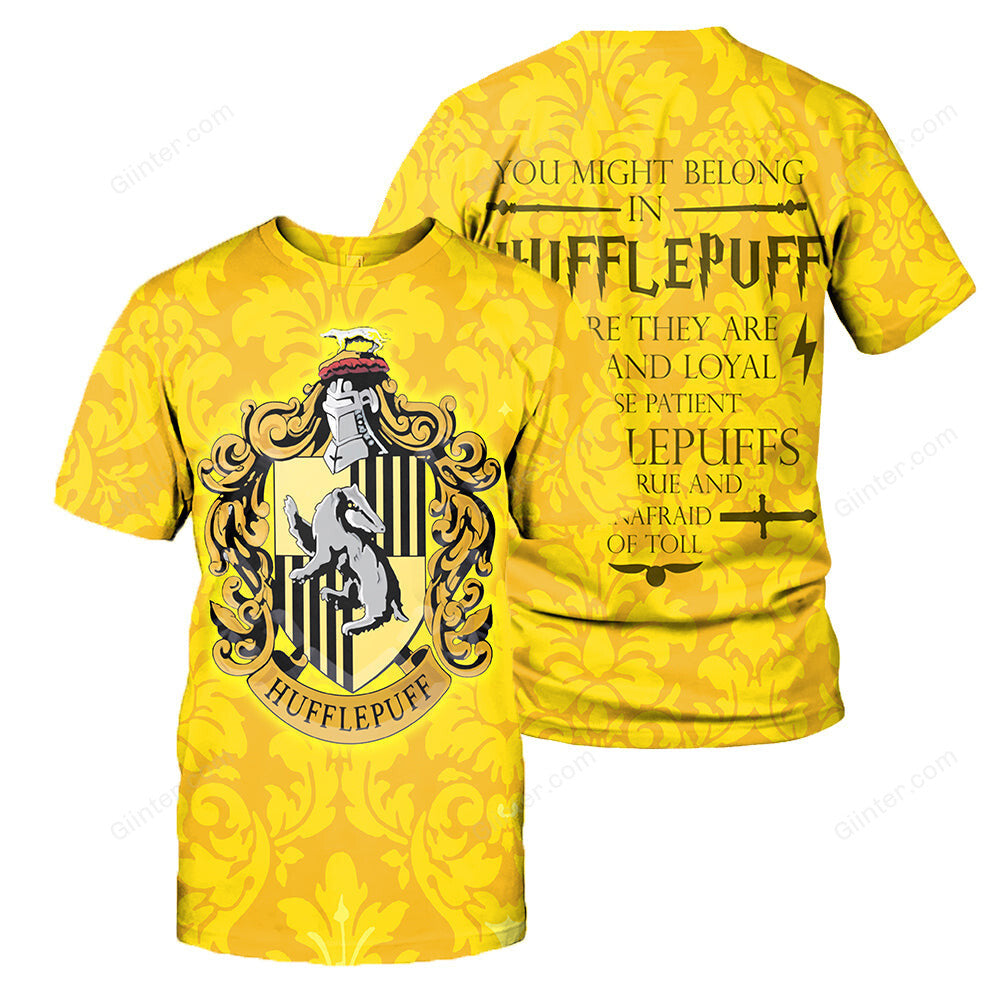 3D All Over Printed Hufflepuff Harry Potter Clothes
