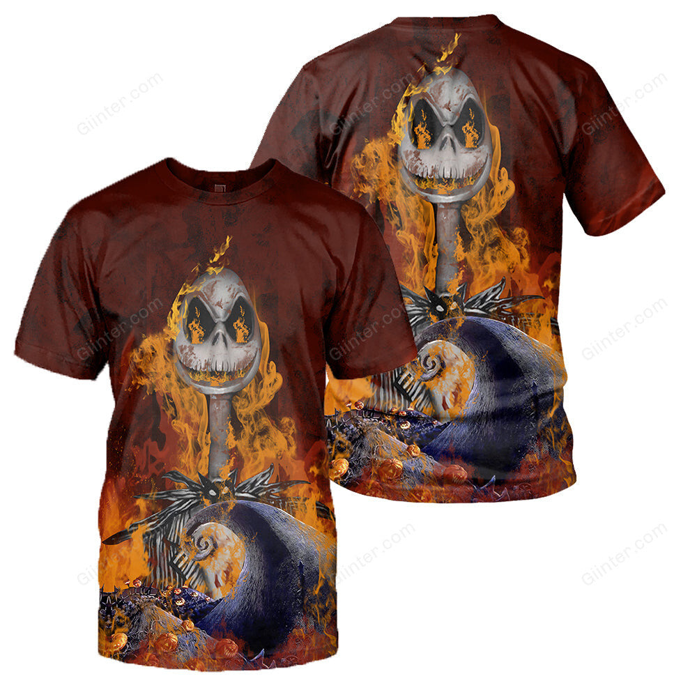 3D All Over Printed Jack Skellington Clothes - Fire Jack