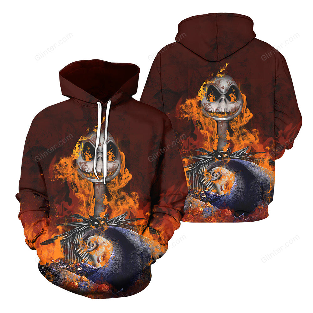 3D All Over Printed Jack Skellington Clothes - Fire Jack