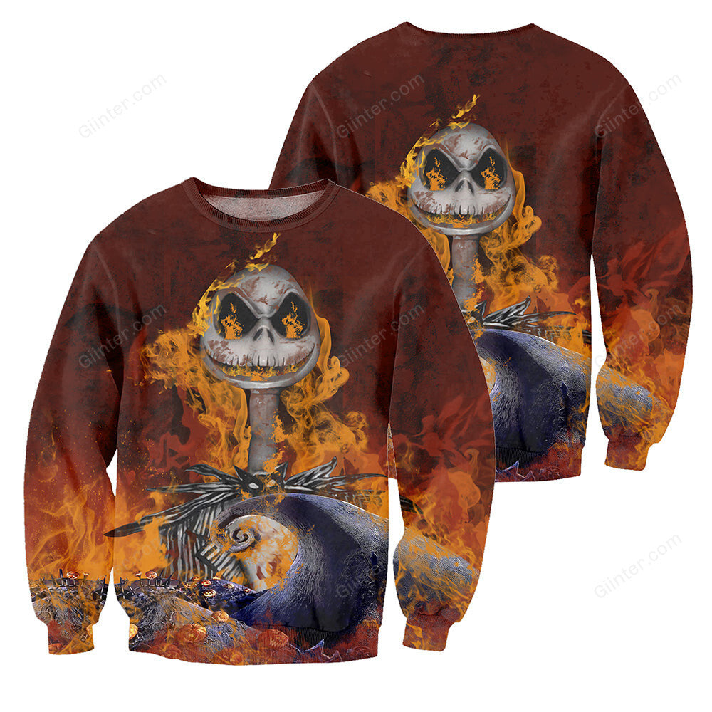 3D All Over Printed Jack Skellington Clothes - Fire Jack