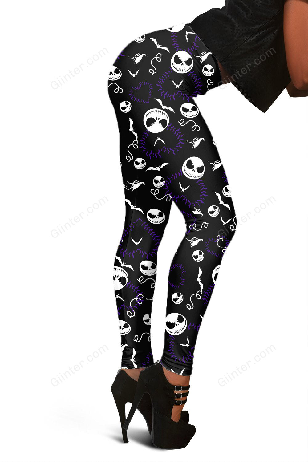 3D All Over Printed Leggings - Purple Heart Jack Skellington GINNBC1681