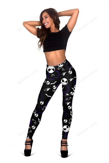 3D All Over Printed Leggings - Purple Heart Jack Skellington GINNBC1681