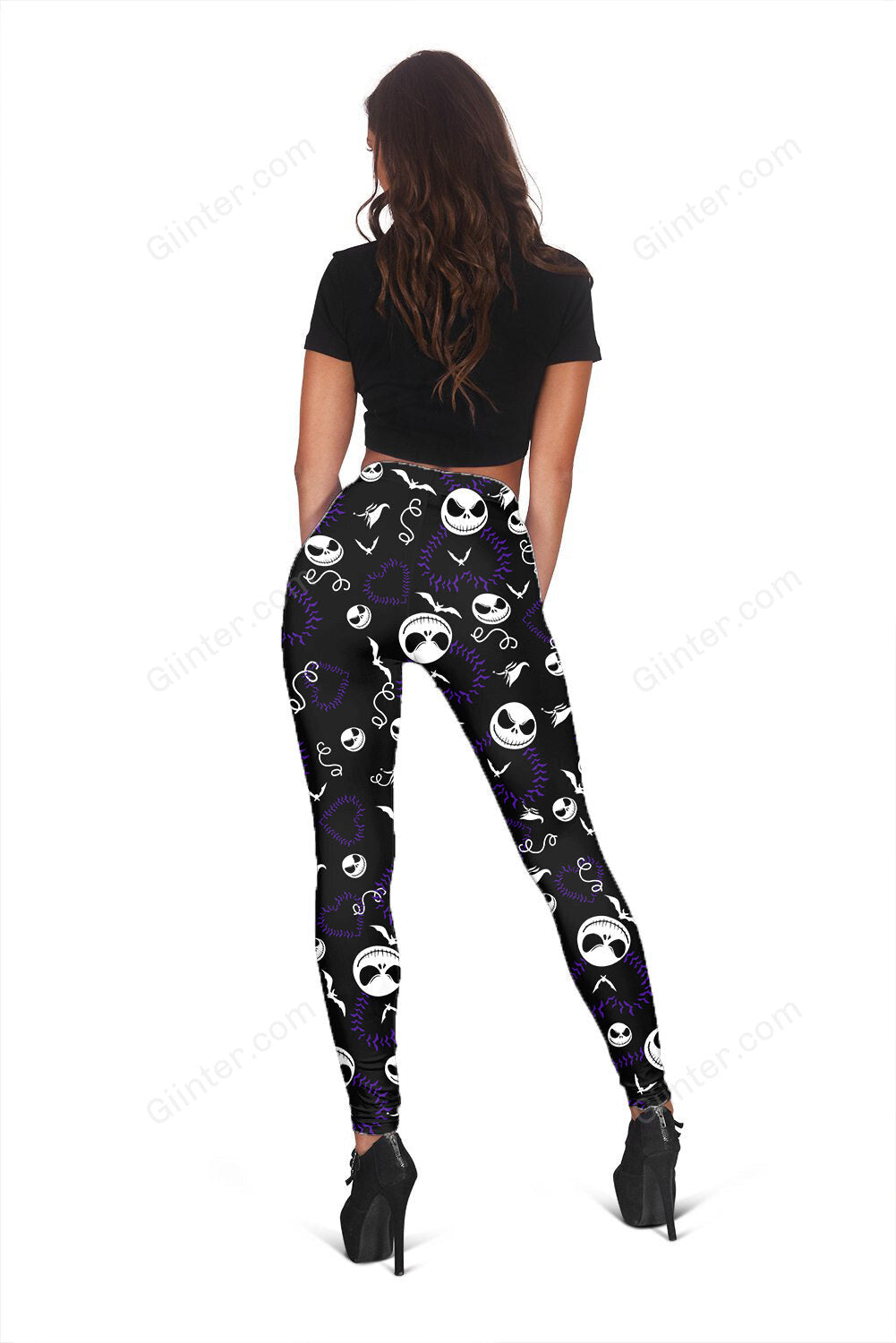 3D All Over Printed Leggings - Purple Heart Jack Skellington GINNBC1681