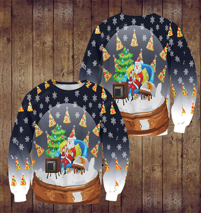 3D ALL OVER PRINTED SHIRT FOR CHRISTMAS 13 - Pizza Snow Ball