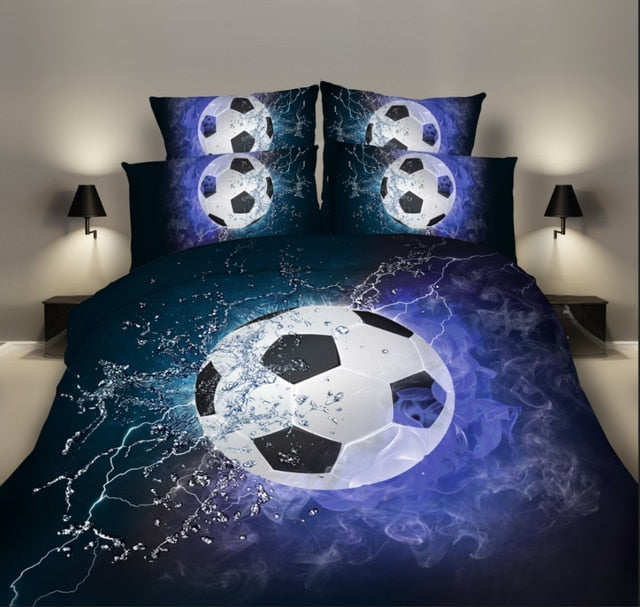 3D Duvet Cover Bed Sheet Pillow Cases Flame Baseball/Football/Basketball