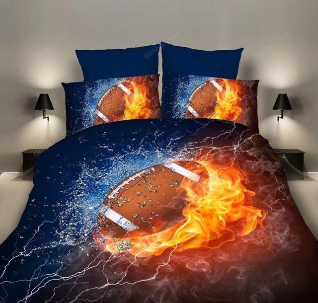 3D Duvet Cover Bed Sheet Pillow Cases Flame Baseball/Football/Basketball