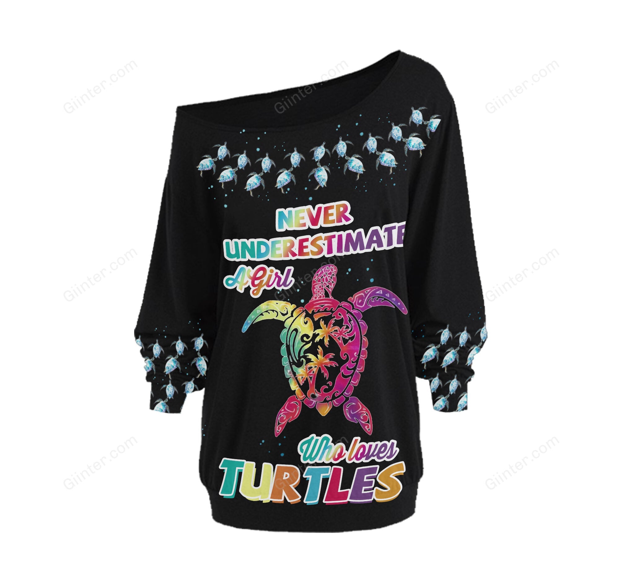 Amazing Sea Turtle One Off Shoulder Long Sleeve Shirt & Legging 35