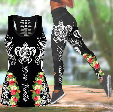 Amazing Polynesian Sea Turtle Tattoo Women Tank Top & Legging 29