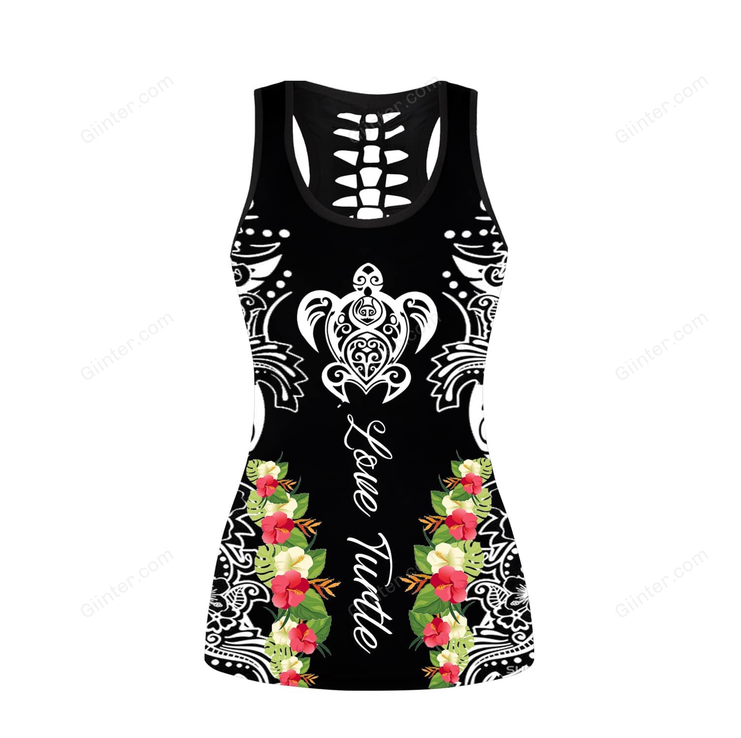 Amazing Polynesian Sea Turtle Tattoo Women Tank Top & Legging 29