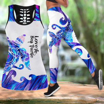 Amazing Sea Turtle Tattoo Women Tank Top & Leggings 15