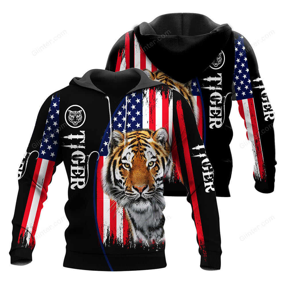 American Flag Tiger 3D All Over Printed Shirts For Men And Women 10