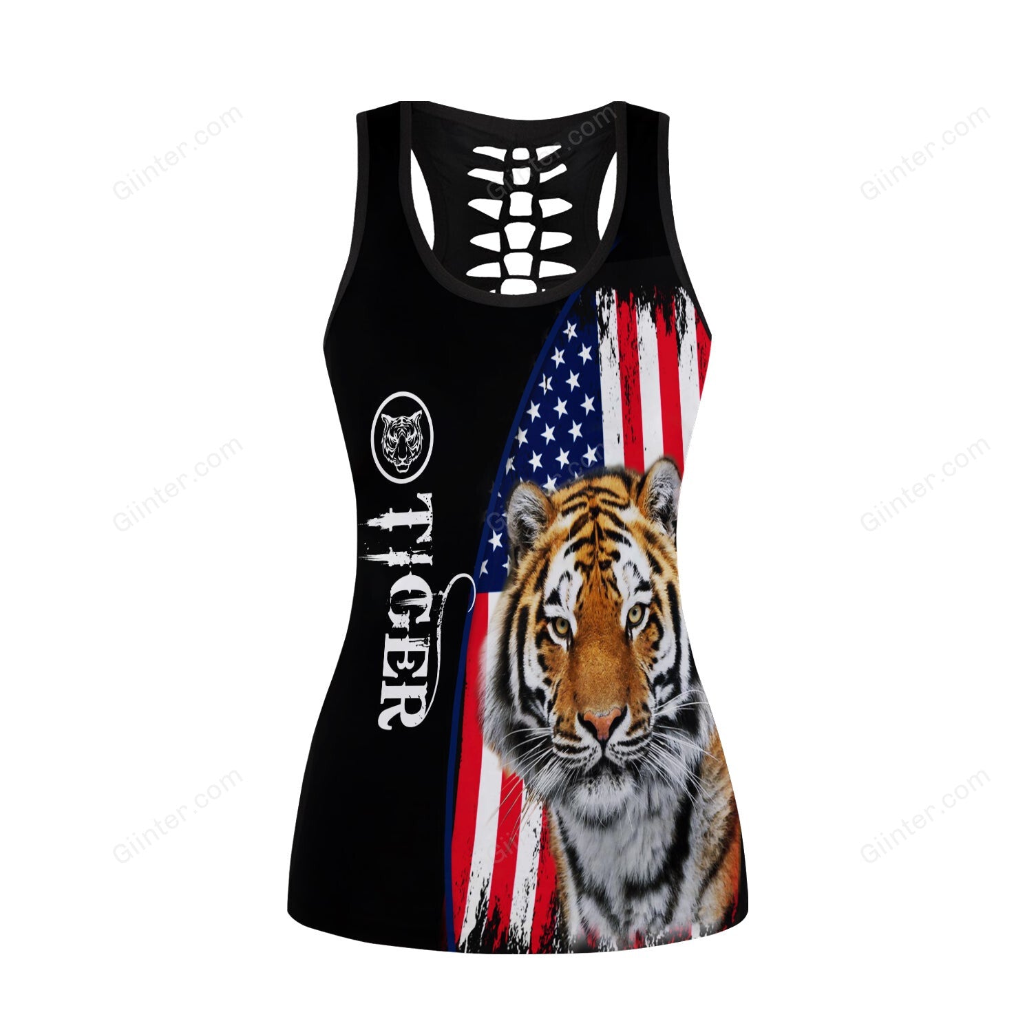 American Flag Tiger Women Tank Top & Leggings 10