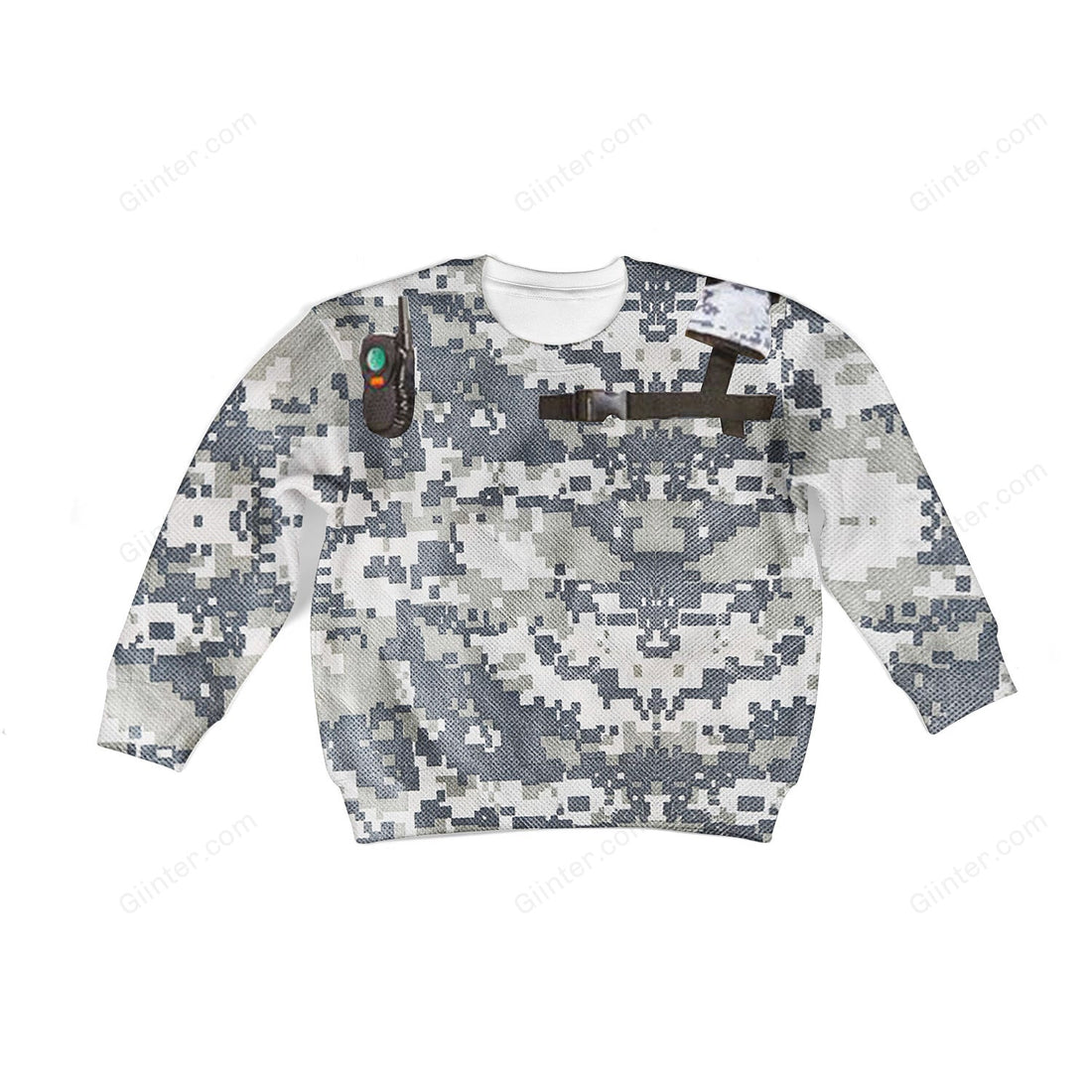 Beautiful 3D All Over Printed White Army Clothes For Kids