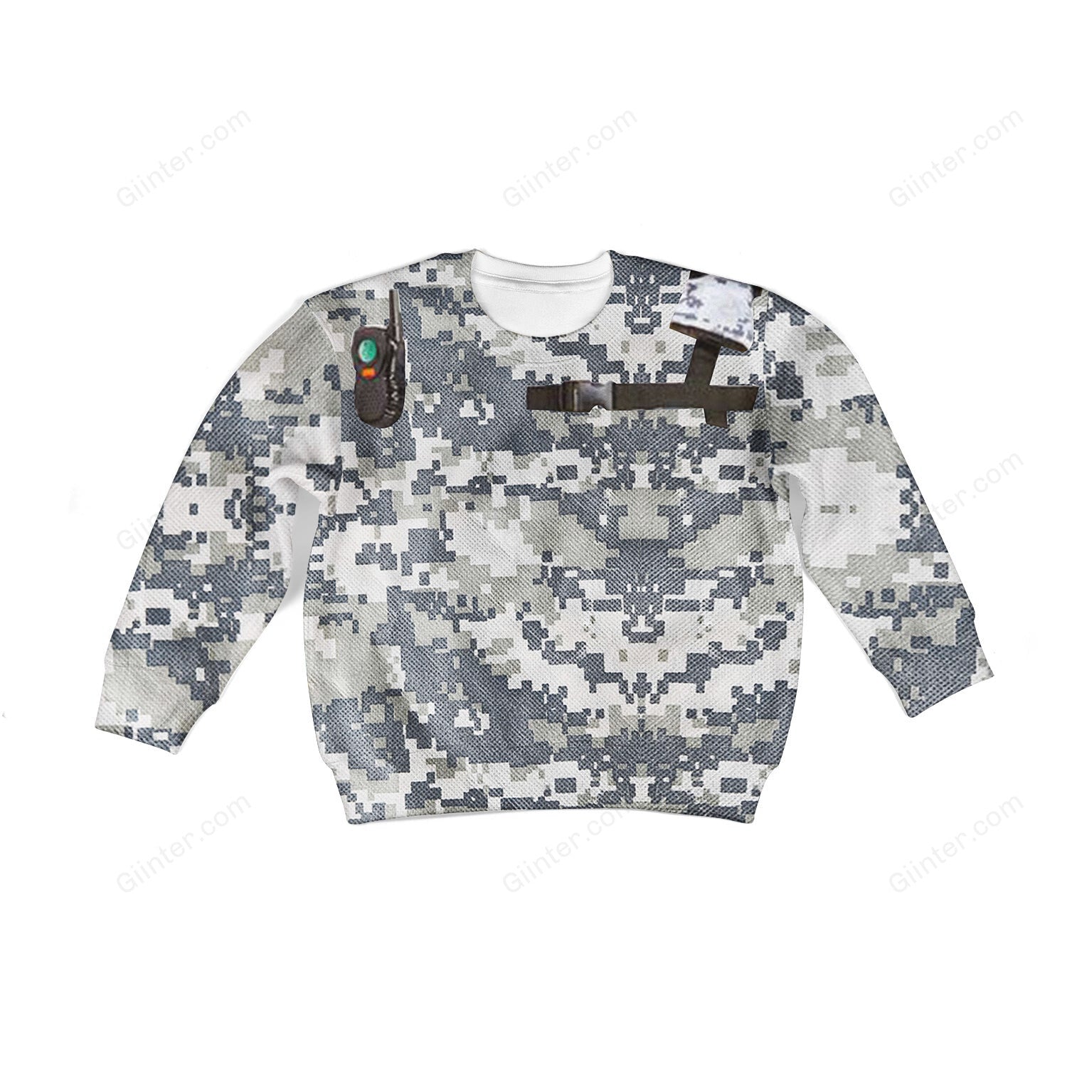 Beautiful 3D All Over Printed White Army Clothes For Kids