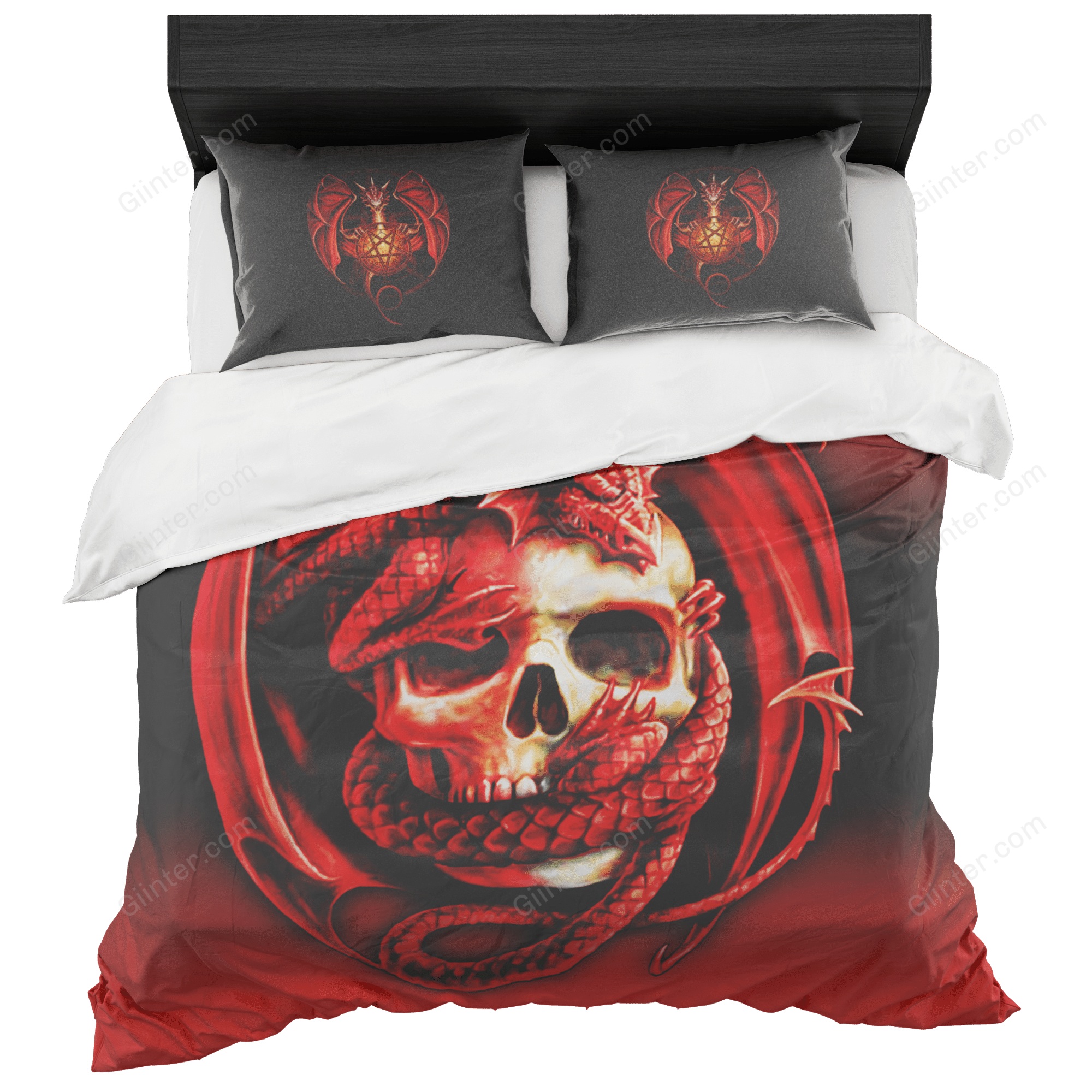 Bedding Set - Red Dragon Skulls