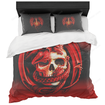 Bedding Set - Red Dragon Skulls