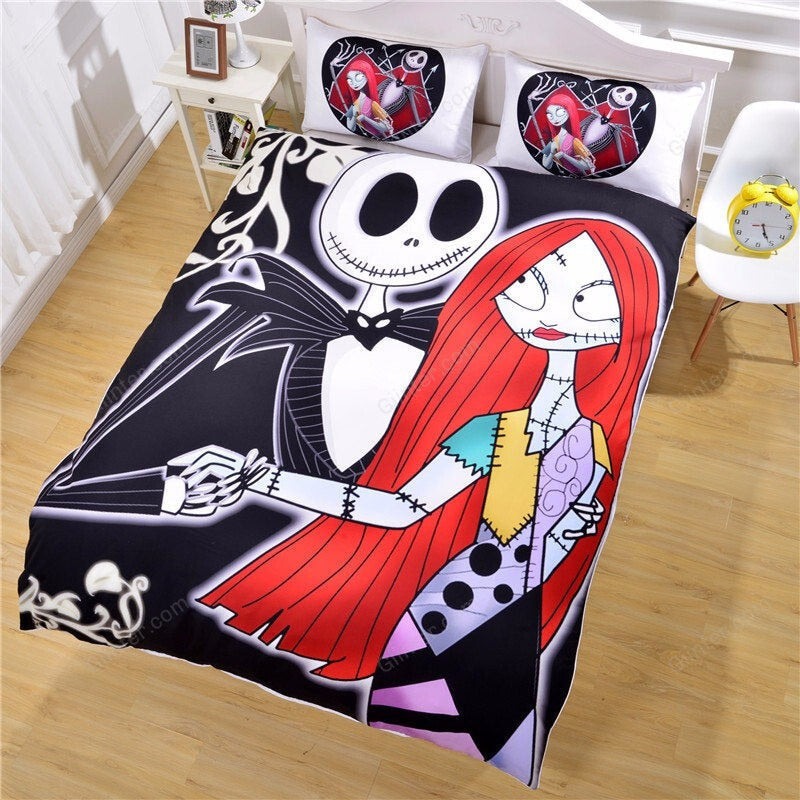 Bedding Set Black and White Nightmare Before Christmas