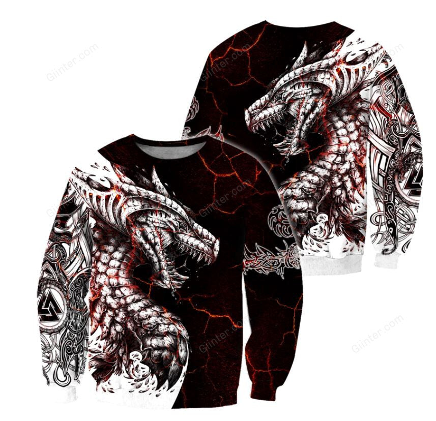 Black & White Tattoo Dragon 3D All Over Printed Shirts For Men And Women 07