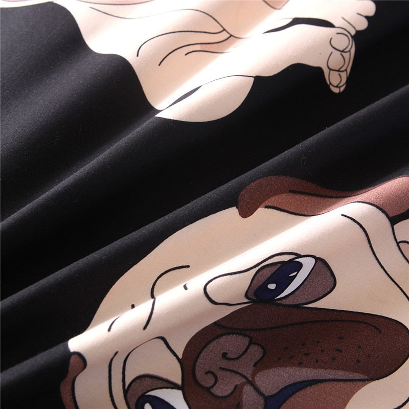 Black Pug Printed Bedding Sets Heart Dog Duvet Cover Set