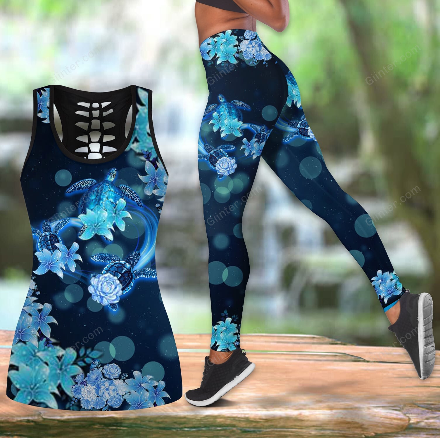 Blue Heart Turtle Women Tank Top & Legging 51