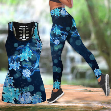 Blue Heart Turtle Women Tank Top & Legging 51