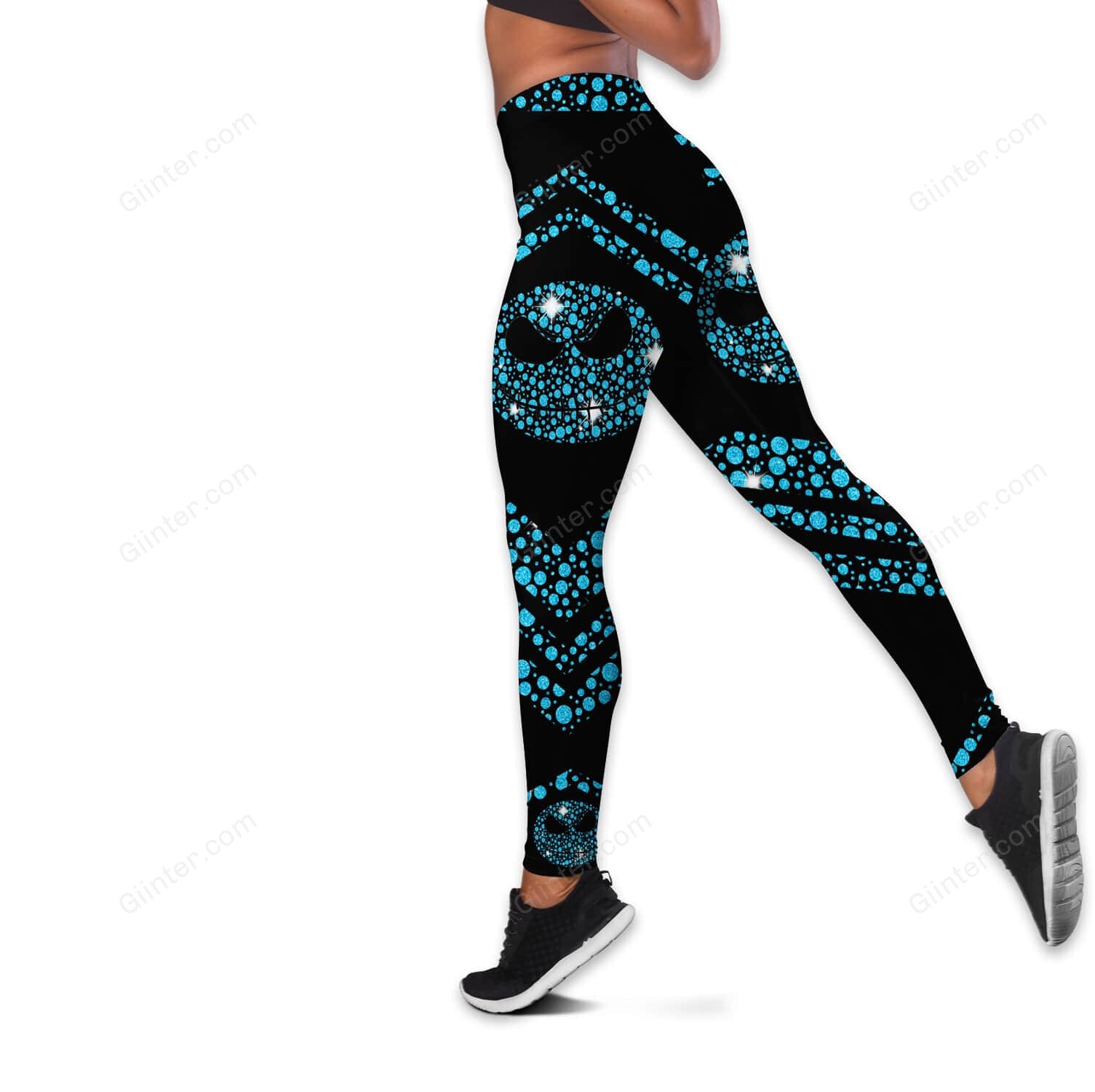 Blue Jack Skellington Face Women Tank Top & Leggings GINNBC68732