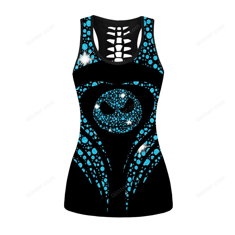 Blue Jack Skellington Face Women Tank Top & Leggings GINNBC68732