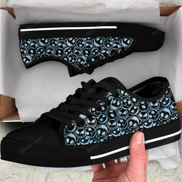 Blue JS Faces Women Low Top Canvas Shoes GINNBC95136